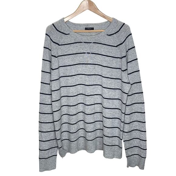 RAILS Caleb Cashmere Sweater Light Heather Gray Stripe {S46}